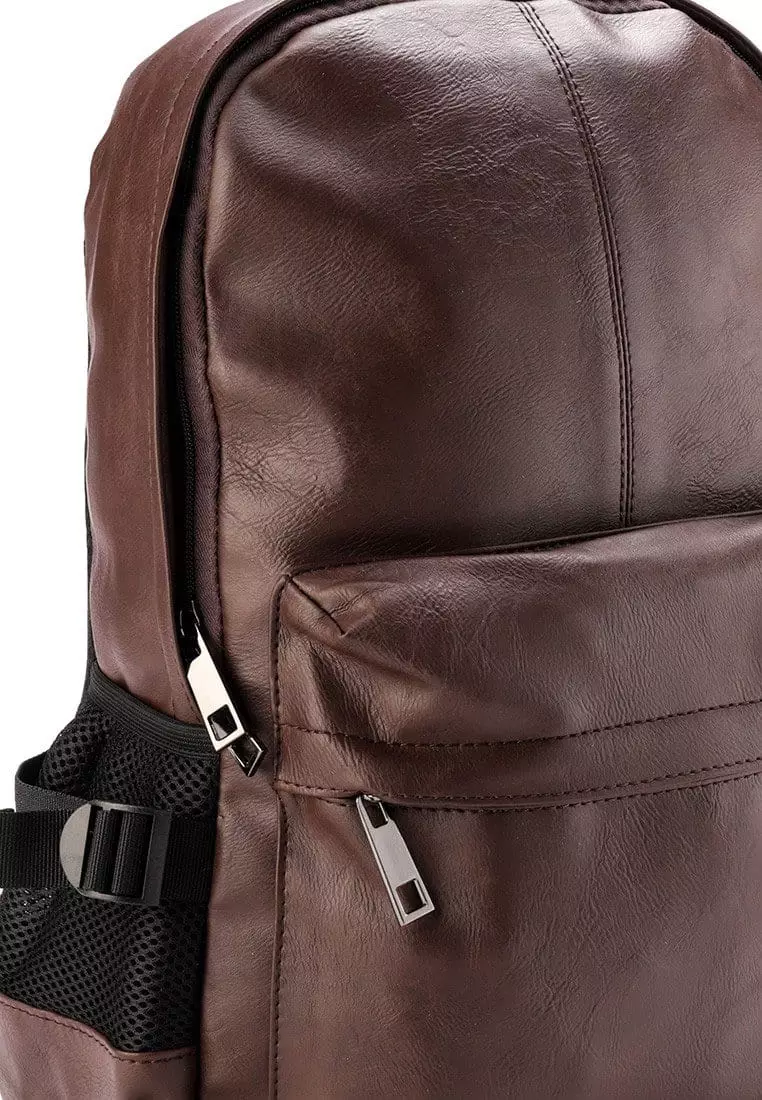 Distressed Leather Mesh Backpack