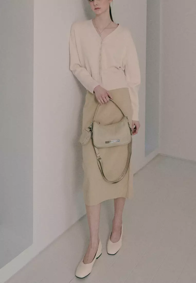 CELINA Nylon Crossbody Bag Beige