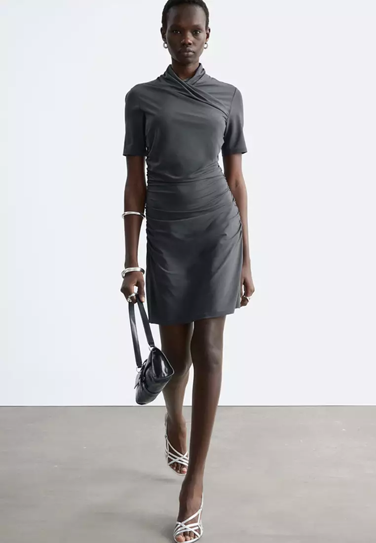Draped Wrap Mini Dress