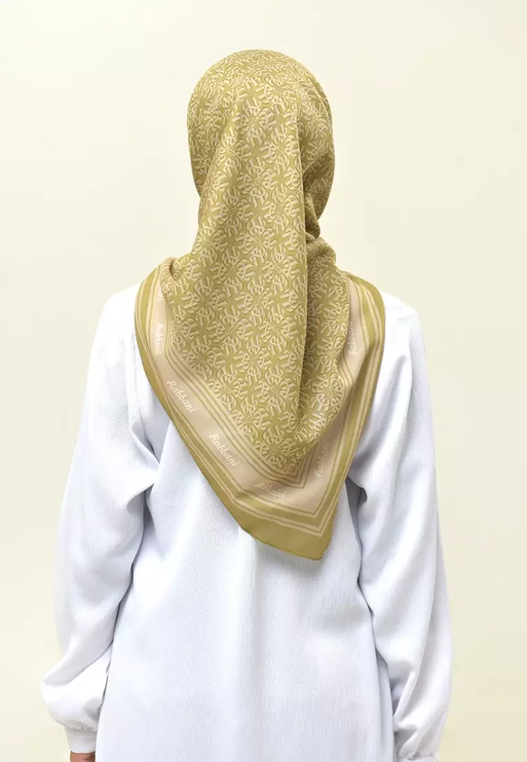 Rabbani - Kerudung Segi Empat Motif Tetra Arina AL - Moss Green