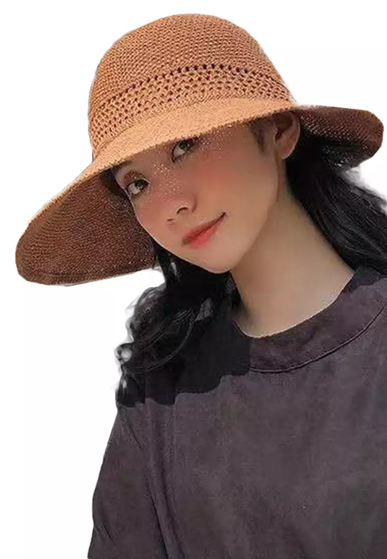 Bow Hollow Big Brim Folding Sunshade Fisherman Caps A22062408KI