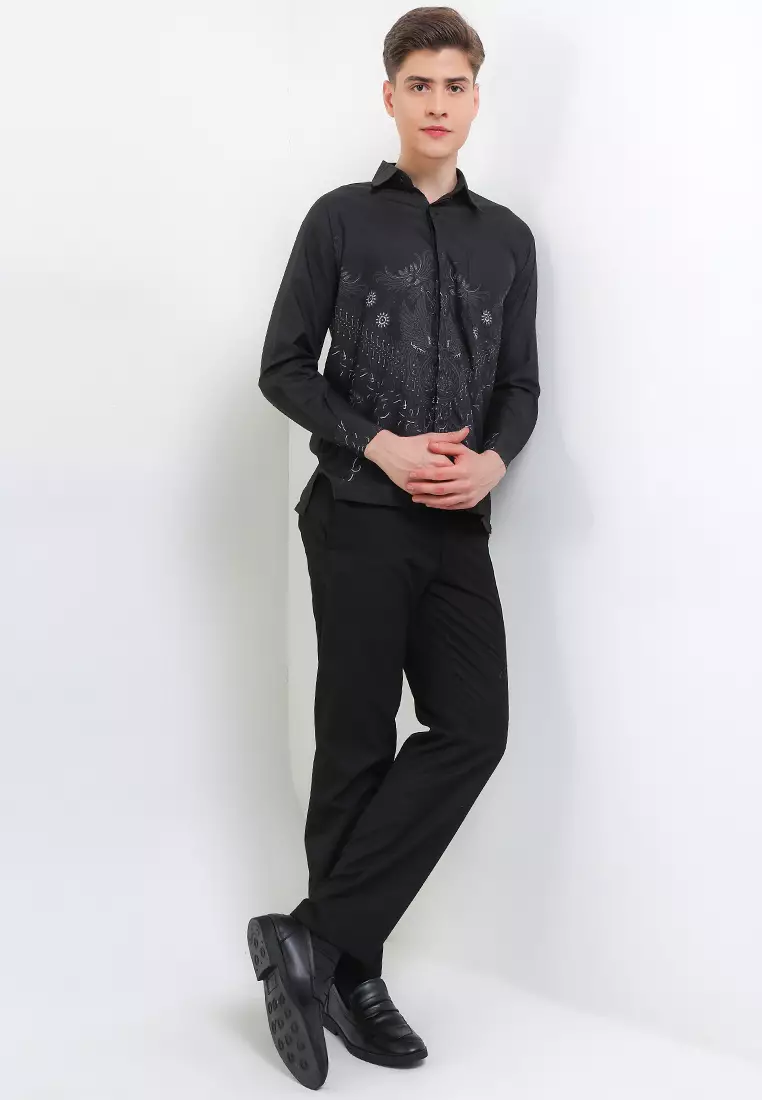 Whonosari Kemeja Batik Exclusive Premium Pria Casual Modern Lengan Panjang