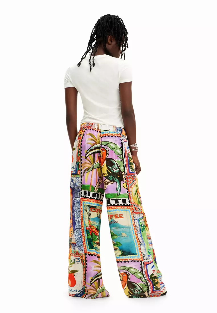 Stella Jean wide leg postcard trousers 