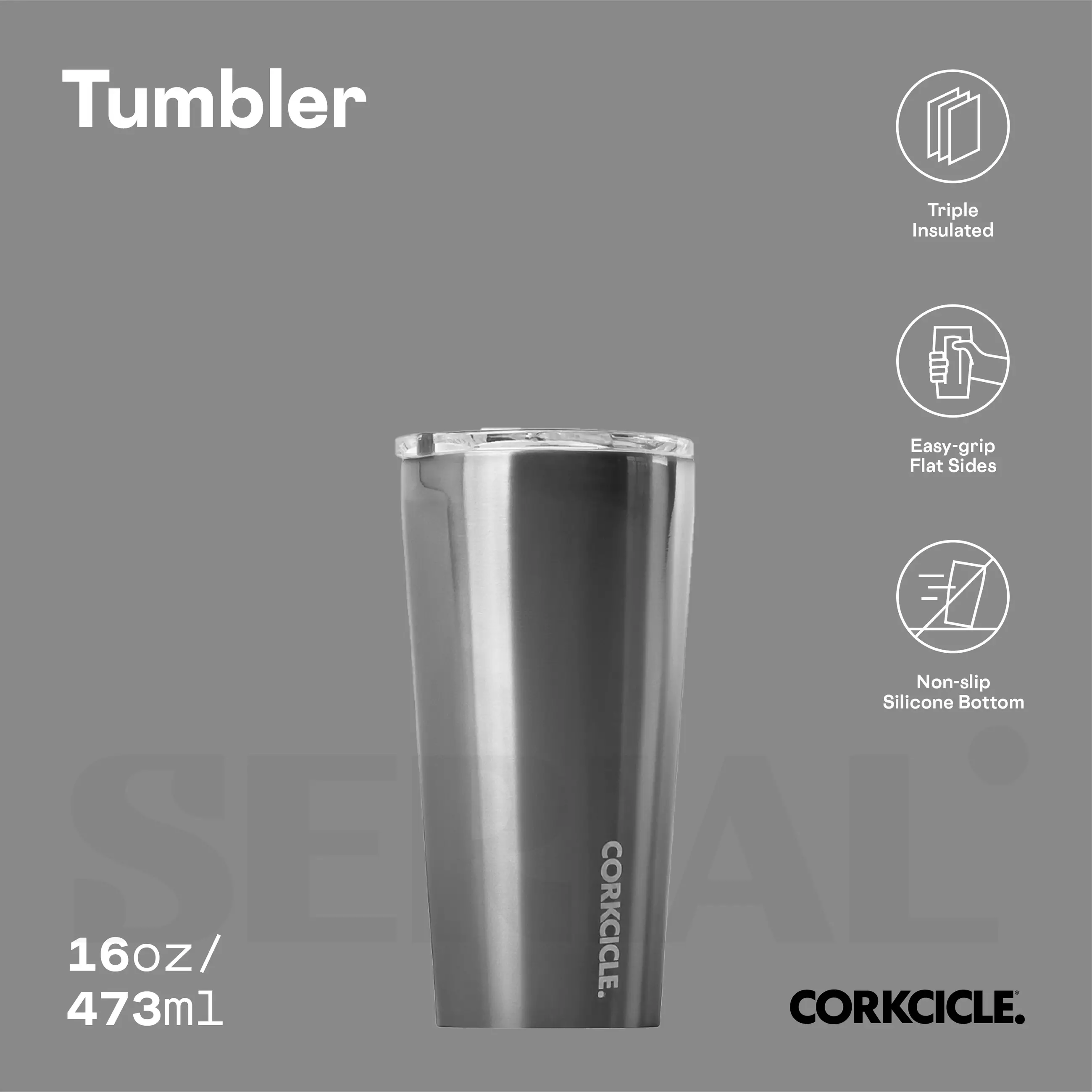 CORKCICLE® Tumbler 16oz - Metallic Gunmetal