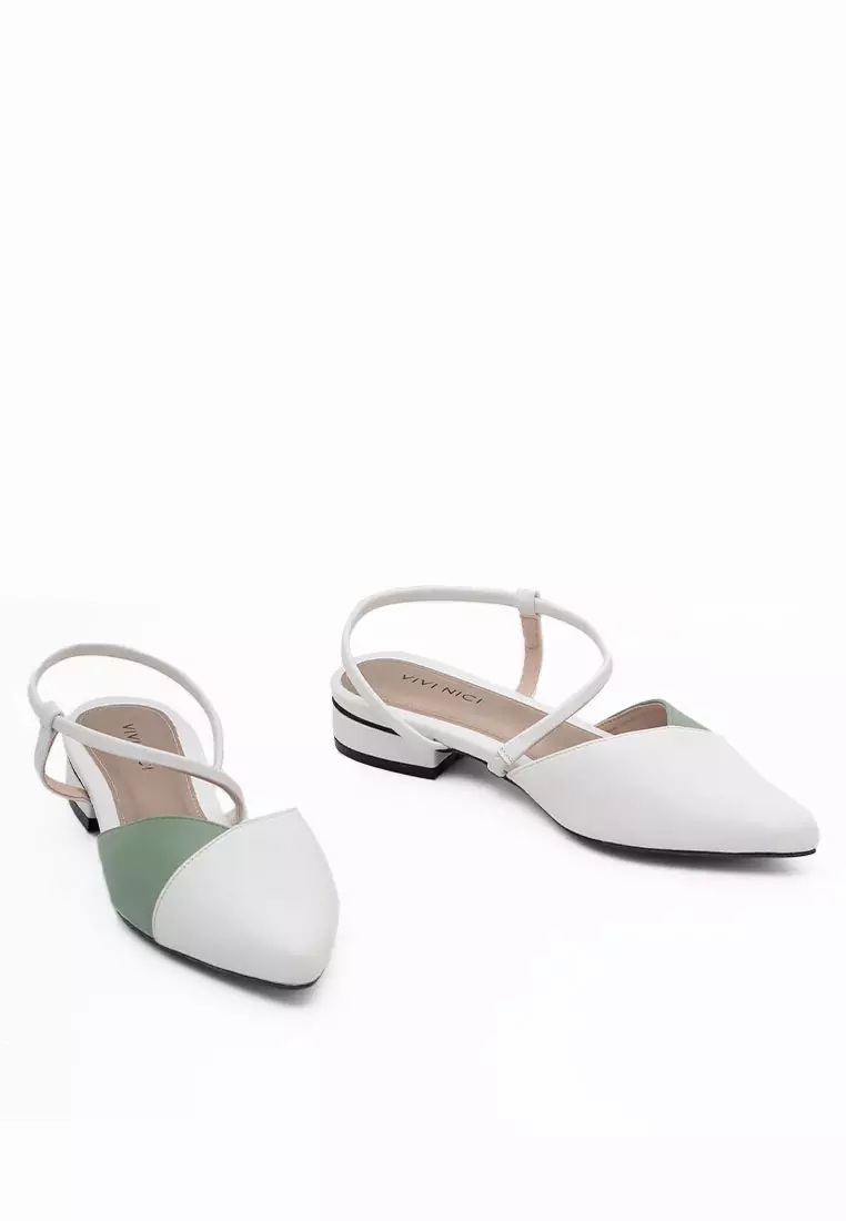 VIVI NICI - Auristela Sepatu Sandal Mules Hak 2 Cm White/Mint