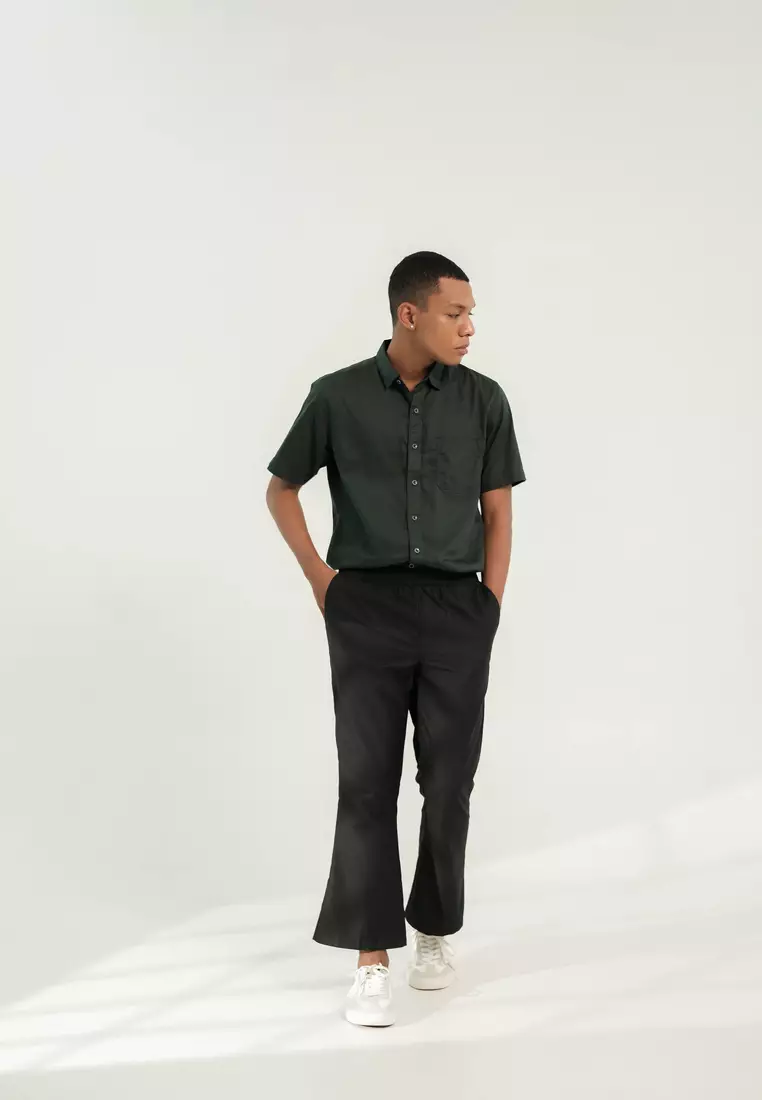 LARUSSO Neo-Retro Structured Easy Angkle Pants in Black
