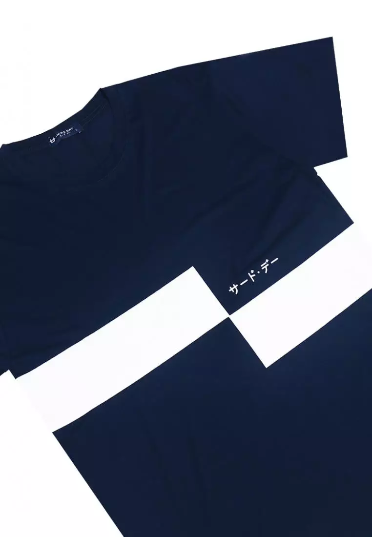 MTI36 Kaos T-Shirt Pria Instacool Gant Chart Katakana Navy
