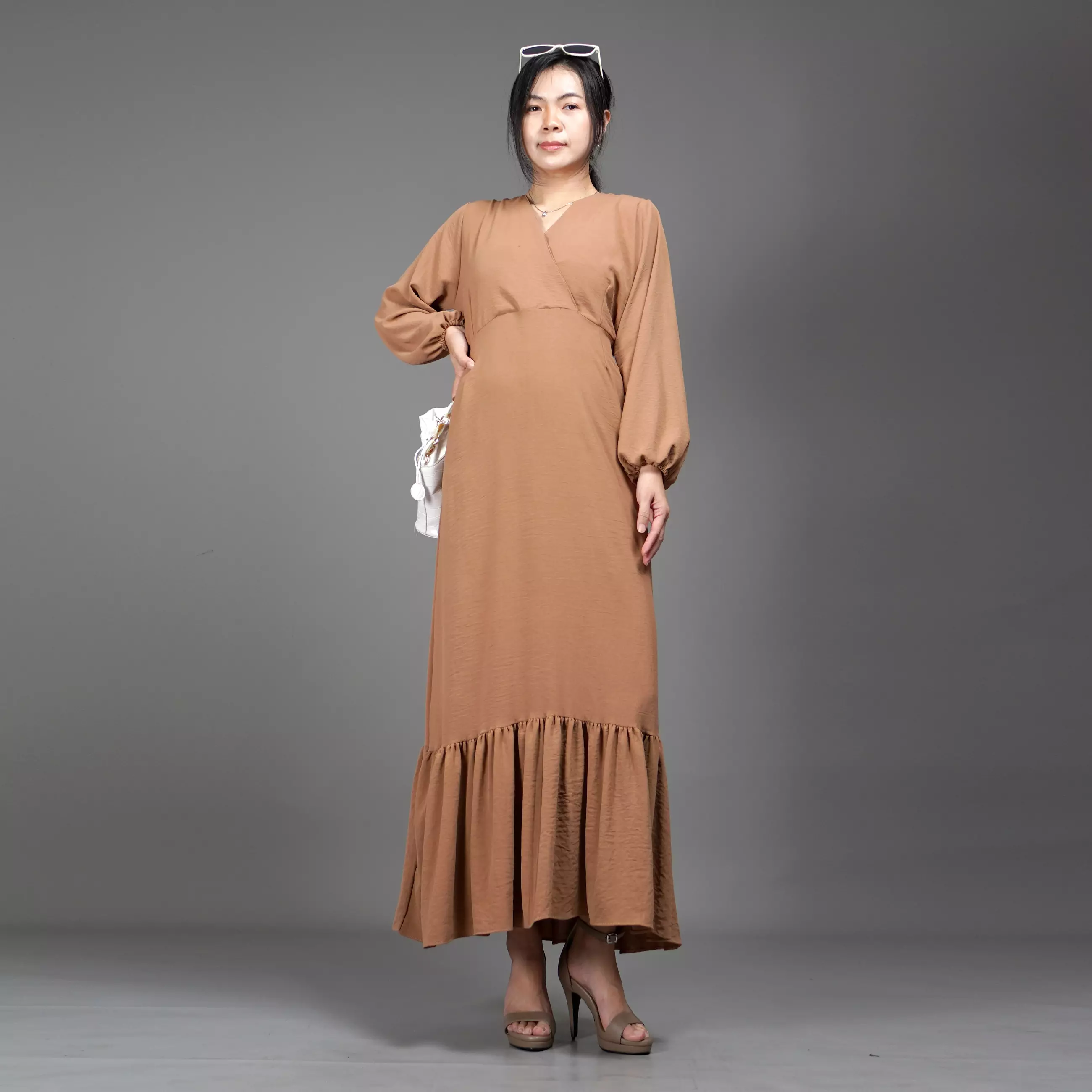  DRESS JULIA Long Dress Gaun Pesta Midi Dress Gaya Korea - Coksu