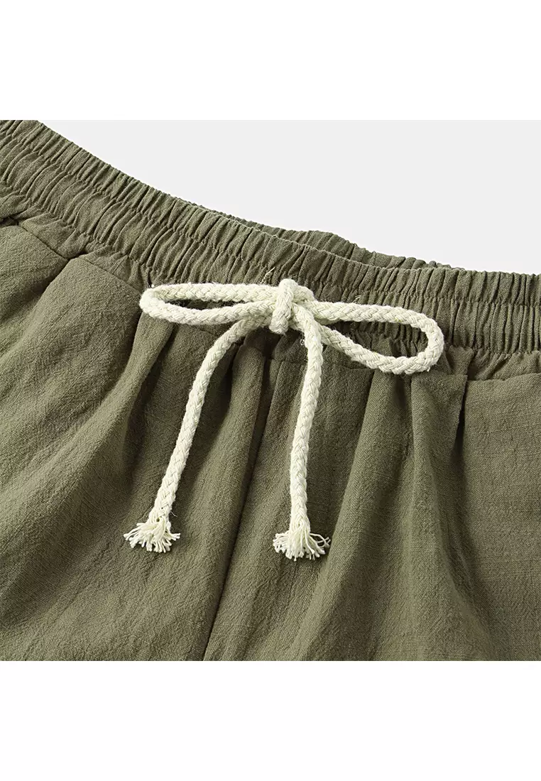 Cotton Linen Solid Color Beach Shorts YL-DK01