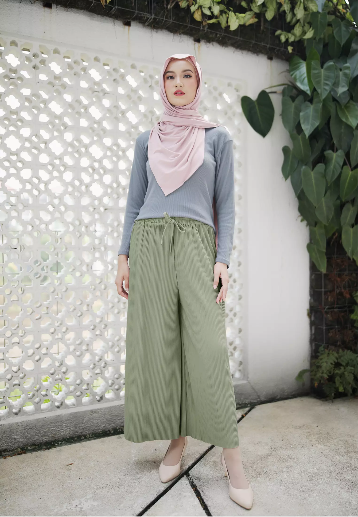 Zelena - Jenna Plisket Kulot | Celana Panjang Wanita | Pants - Grass Green
