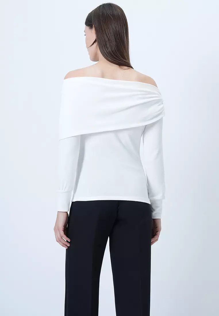 Madonna Collar Shoulder Accessory Detailed Knitted Top