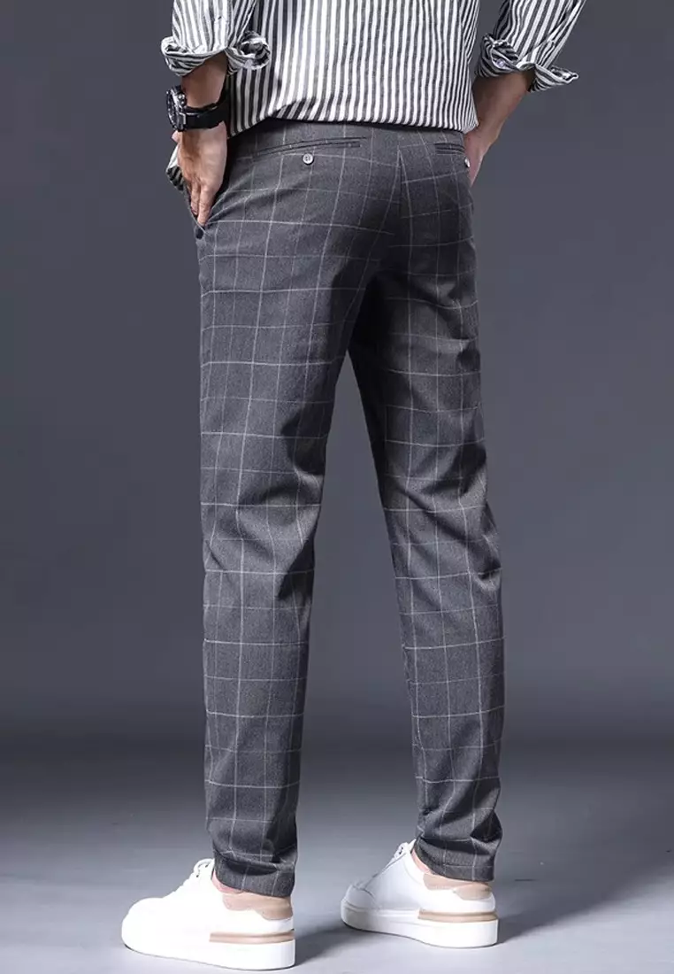 Checked Slim Fit Suit Pants