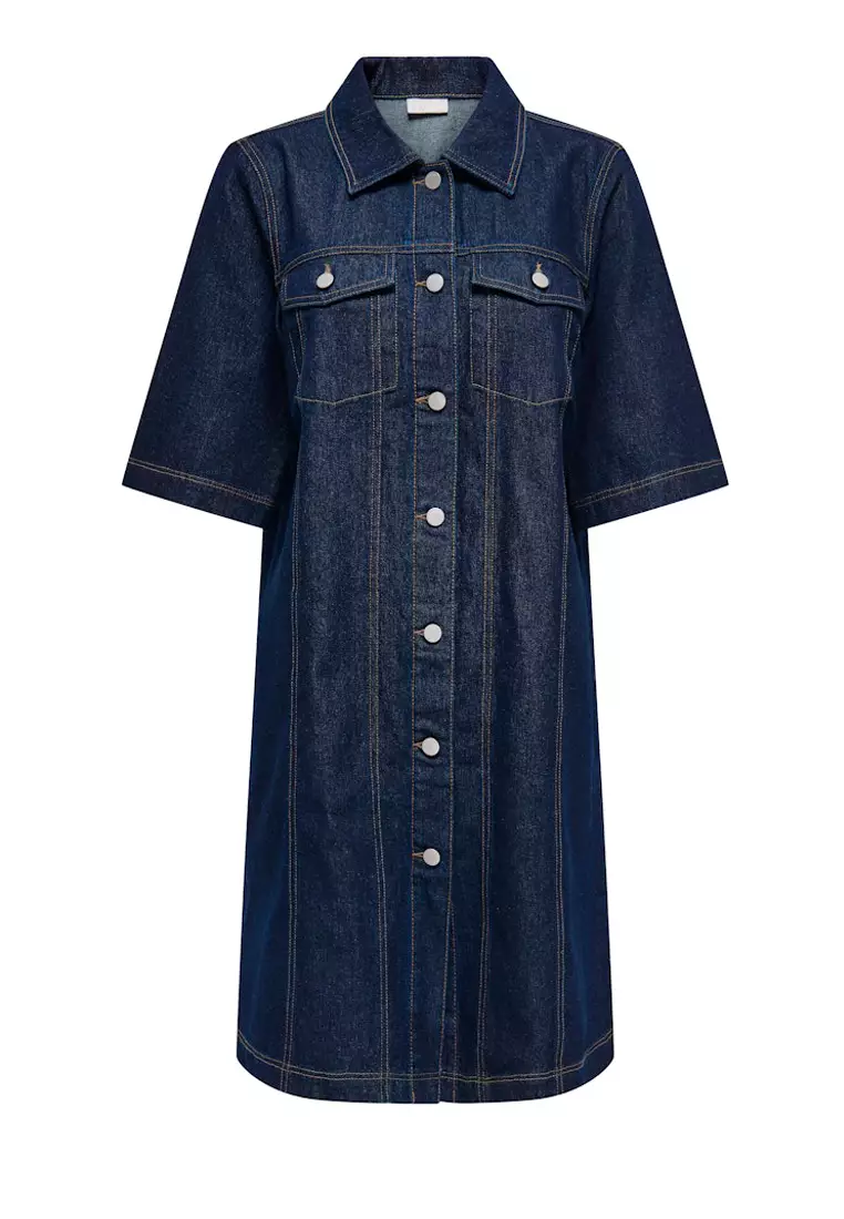 jacqueline de yong denim dress JACQUELINE DE YONG Checked Denim Dress 2026 | Buy JACQUELINE DE YONG Online