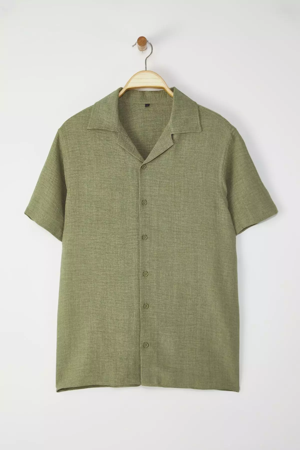 Khaki Regular Fit Linen Look Loose Loose Shirt TMNSS25GO00075