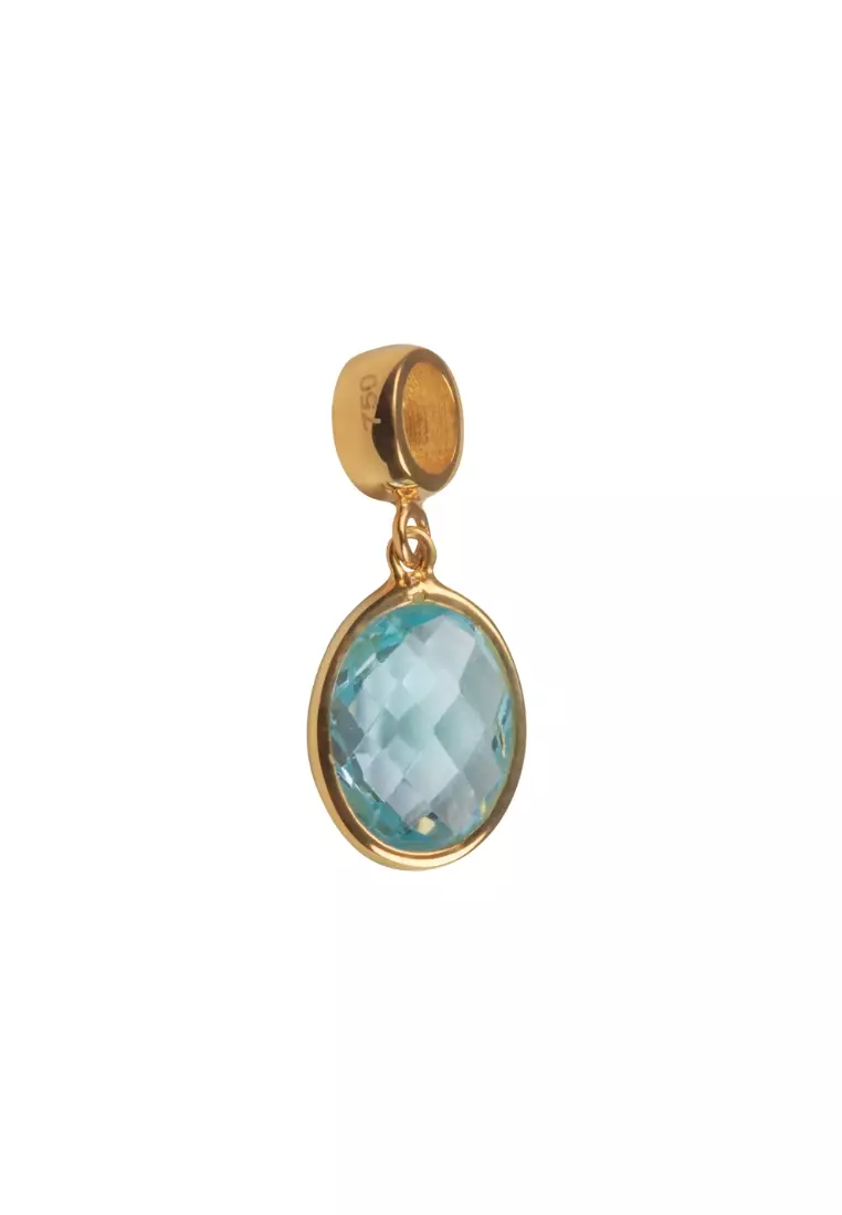 Aquamarine Oval Charm 18k Gold