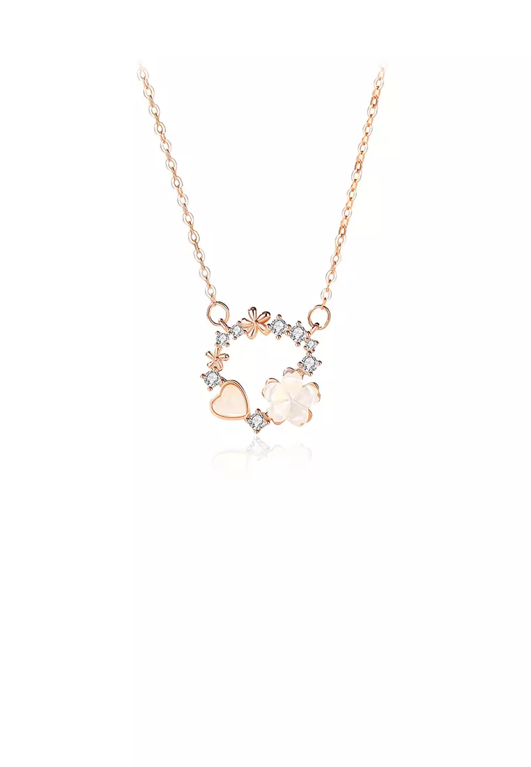 Gold necklace rose flower hot sale