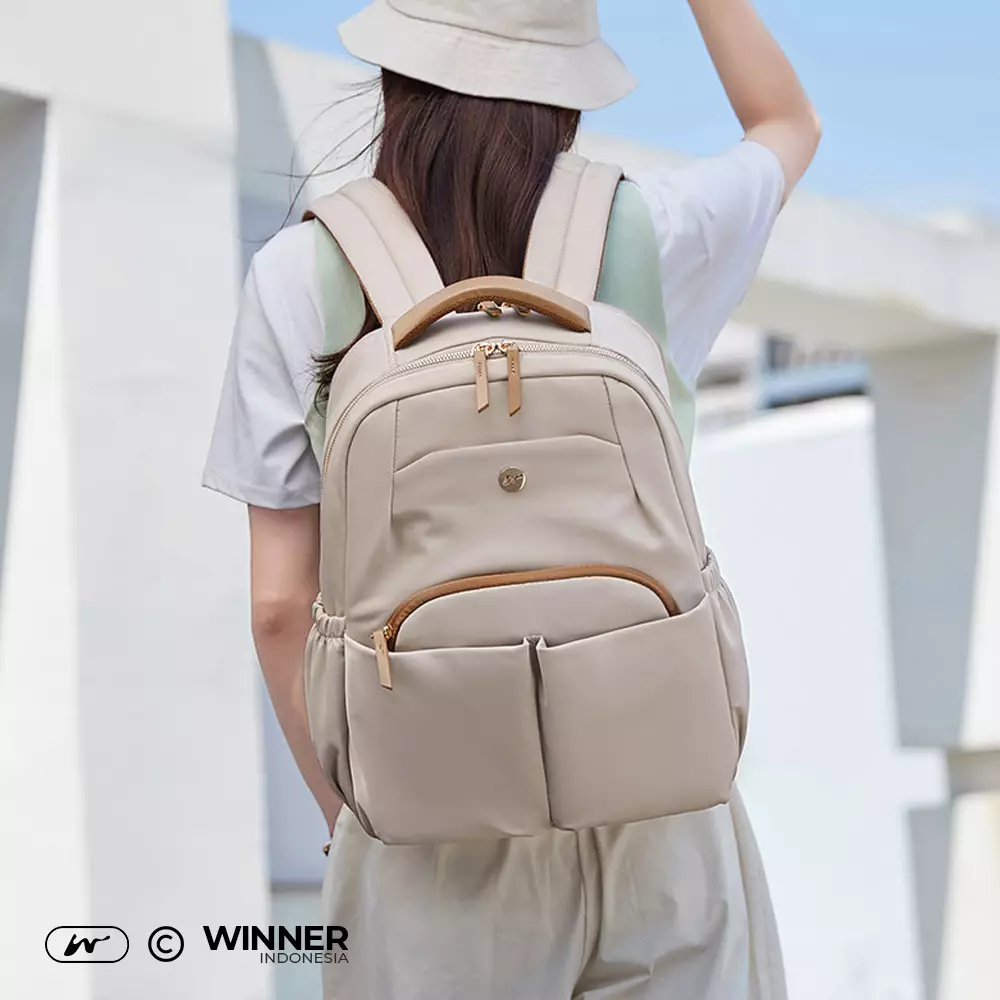 WINNER Tas Ransel Laptop 14 inch Oxford Anti-Air Backpack Korean Style (T14-004) Warna Hitam-14-inch