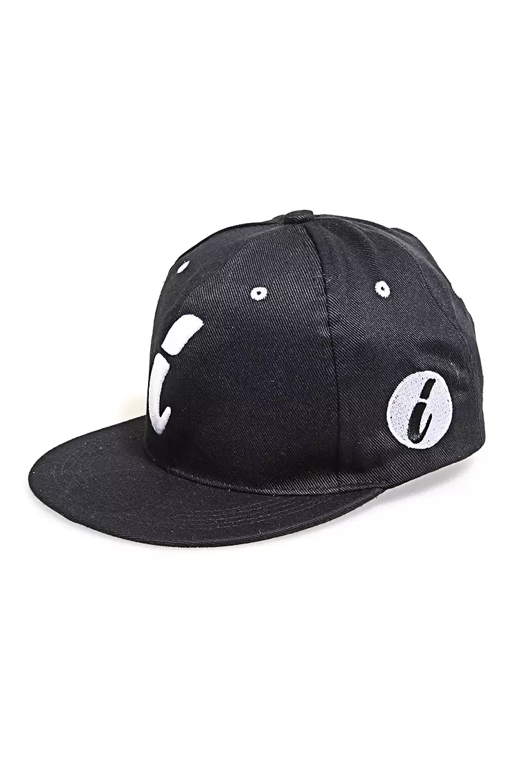 Gemp Topi Snapback Aksesoris Fashion Pria Wanita Bordir Huruf i Resizable Strap Material Rafel ORIGINAL - Black