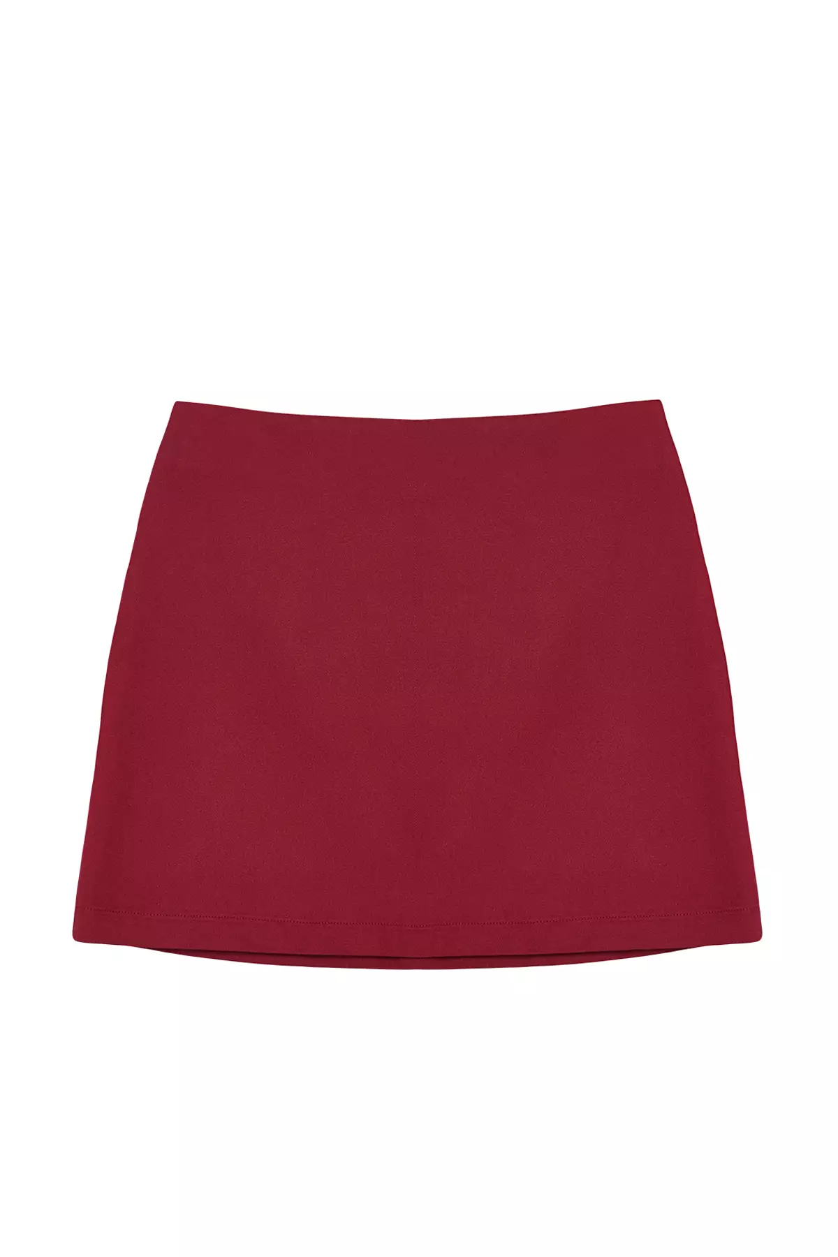 High Waist Dark Burgundy A Line Mini Skirt