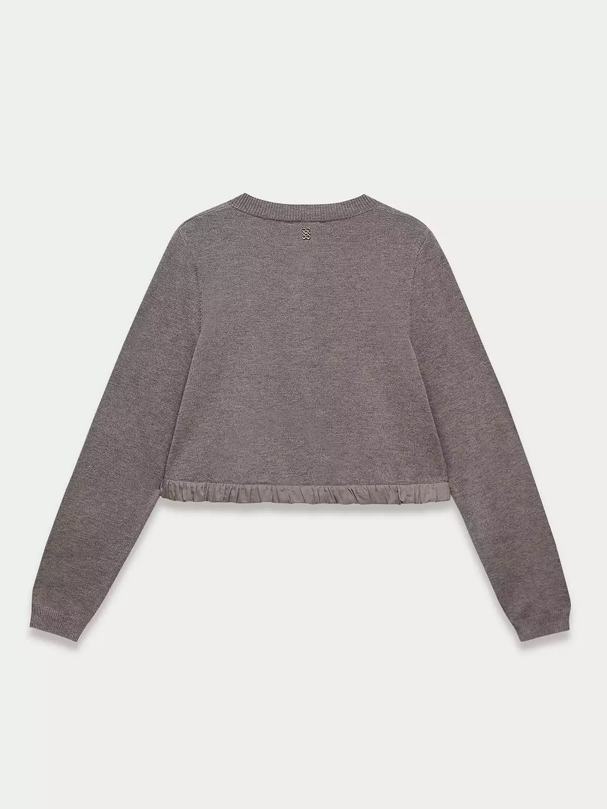 Ruched Trim Cardigan - Mid Grey