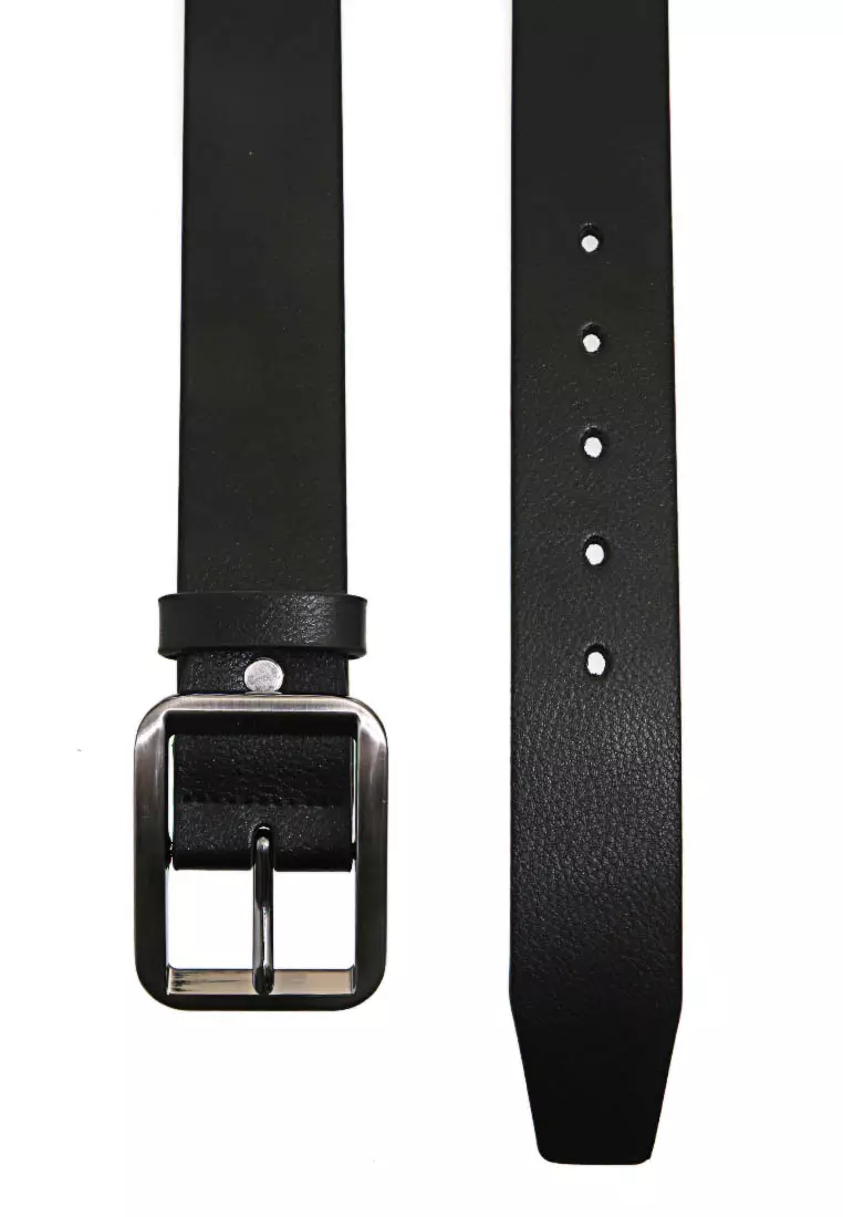 Hazel Tali Ikat Pinggang Pria Leather Belt Desain Simple Material Kulit ORIGINAL - Black