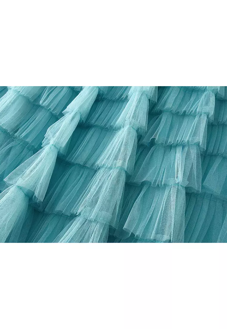 Spring/Summer Pleated Mesh Tiered Skirt AF2210