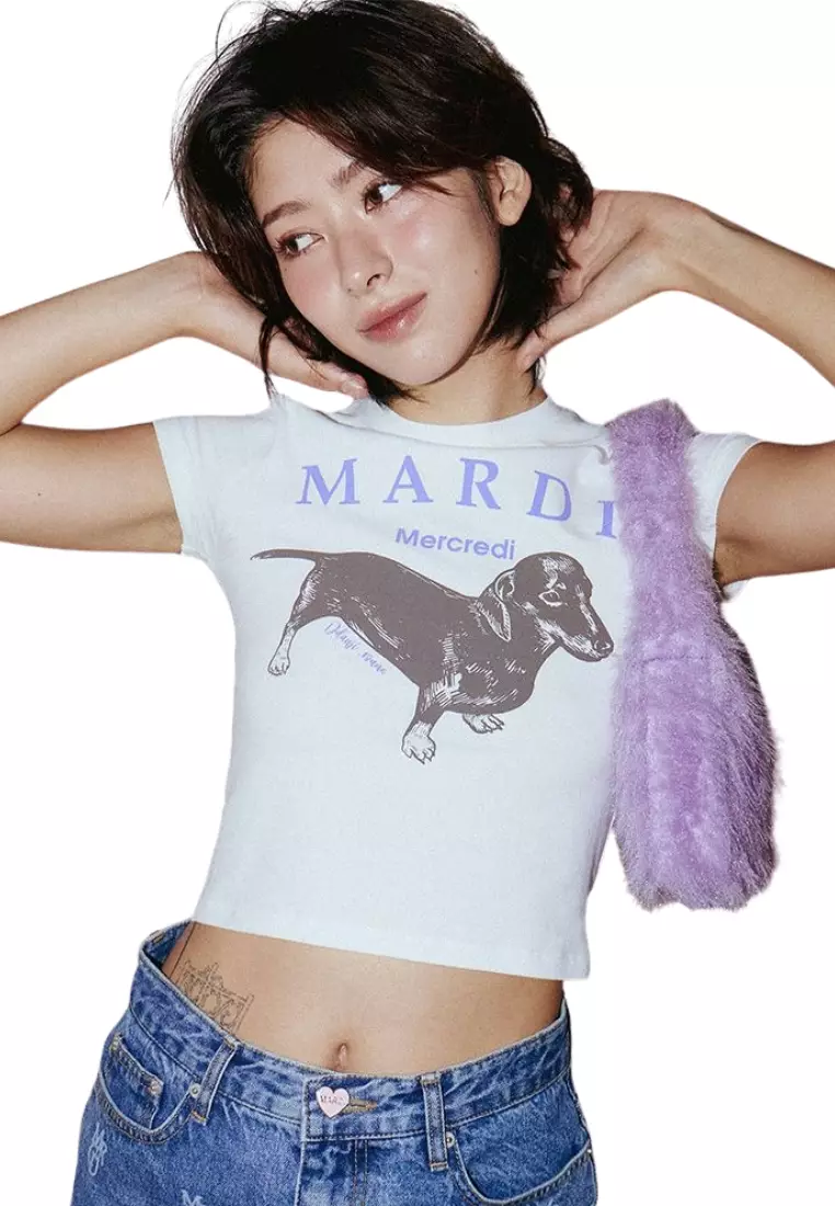 Cropped Tshirt Ddanji - White Purple