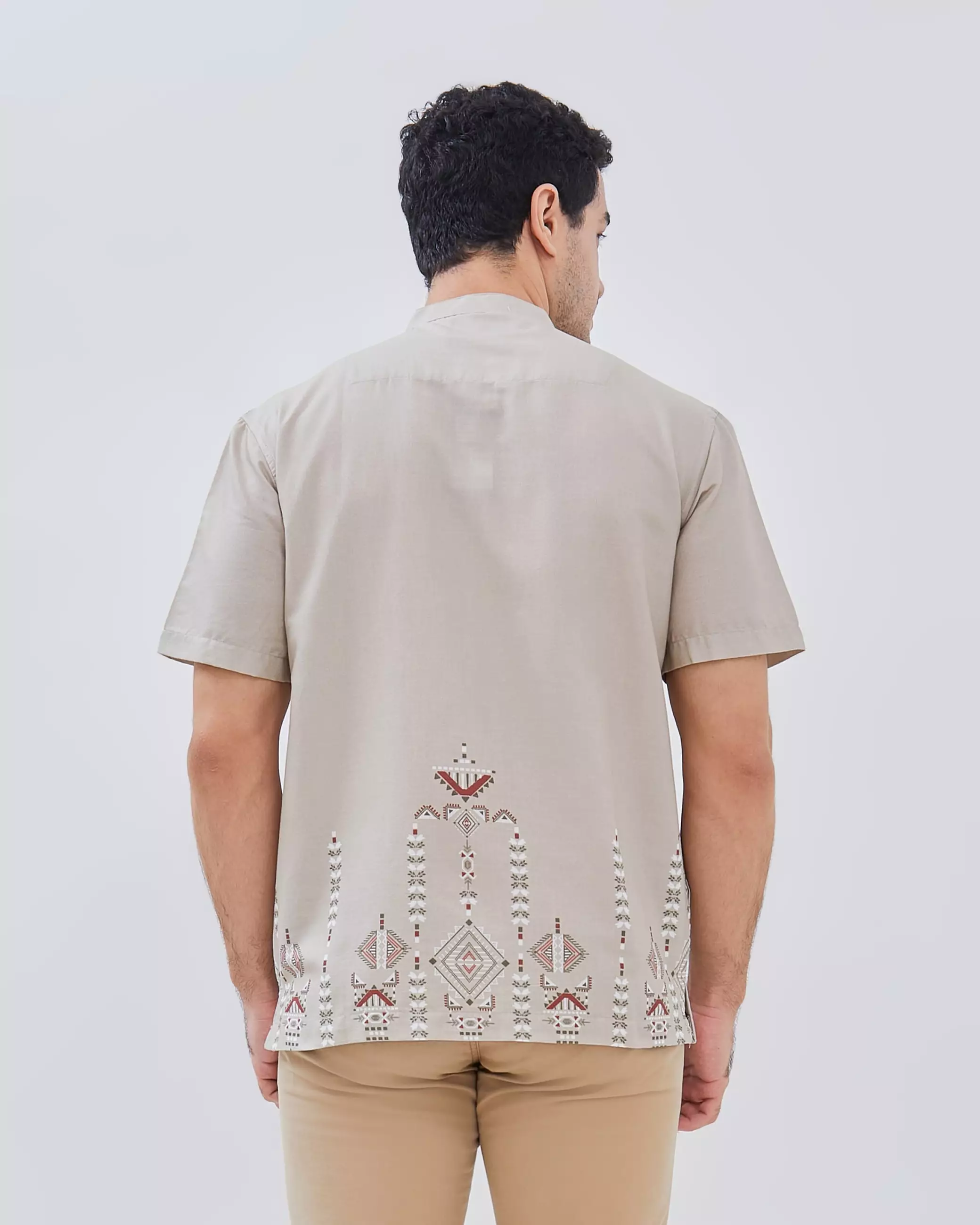 AMK Kemeja Koko Pria Lengan Pendek KK Bahrain Ss Beige
