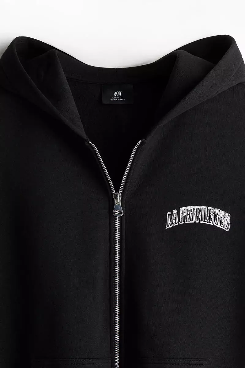 ★★ ★★ Men's Black Relaxed Fit Embossed Logo S Buy H&M Relaxed Fit Zip-through hoodie 2025 Online | ZALORA