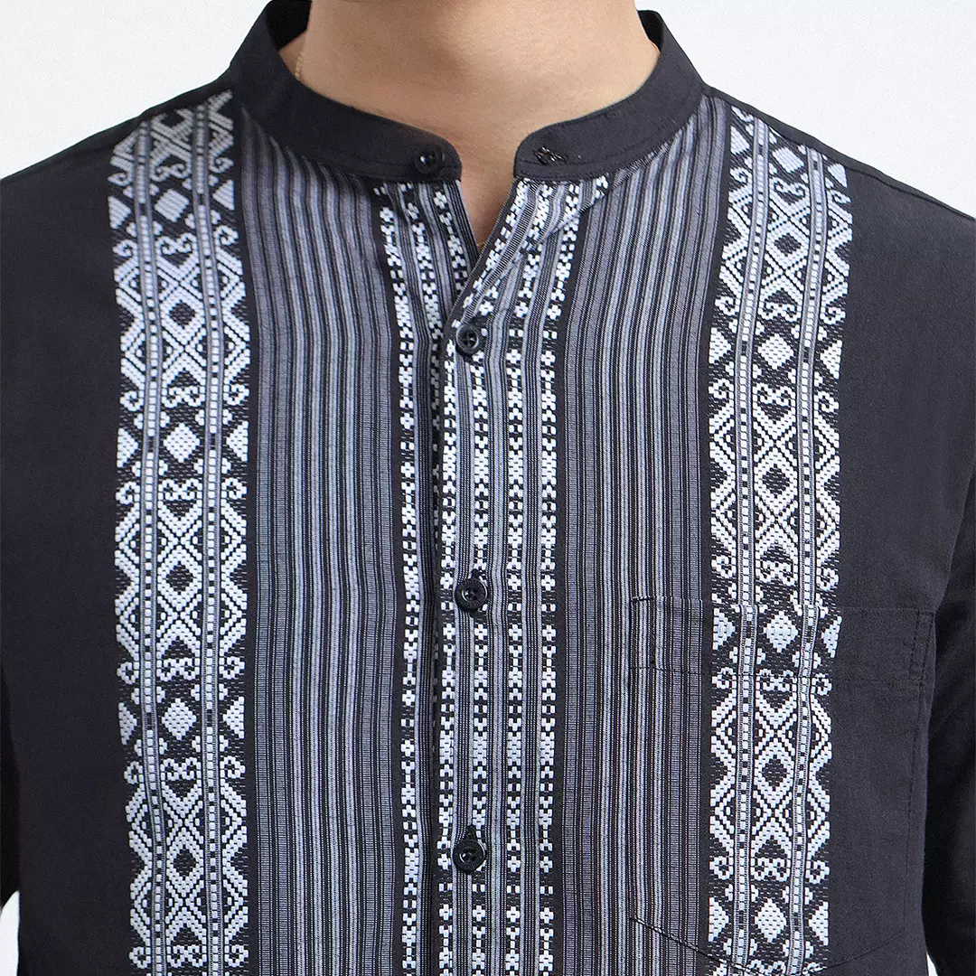 Platini Kemeja Pria Koko Shanghai Lengan Panjang Black 961358.04