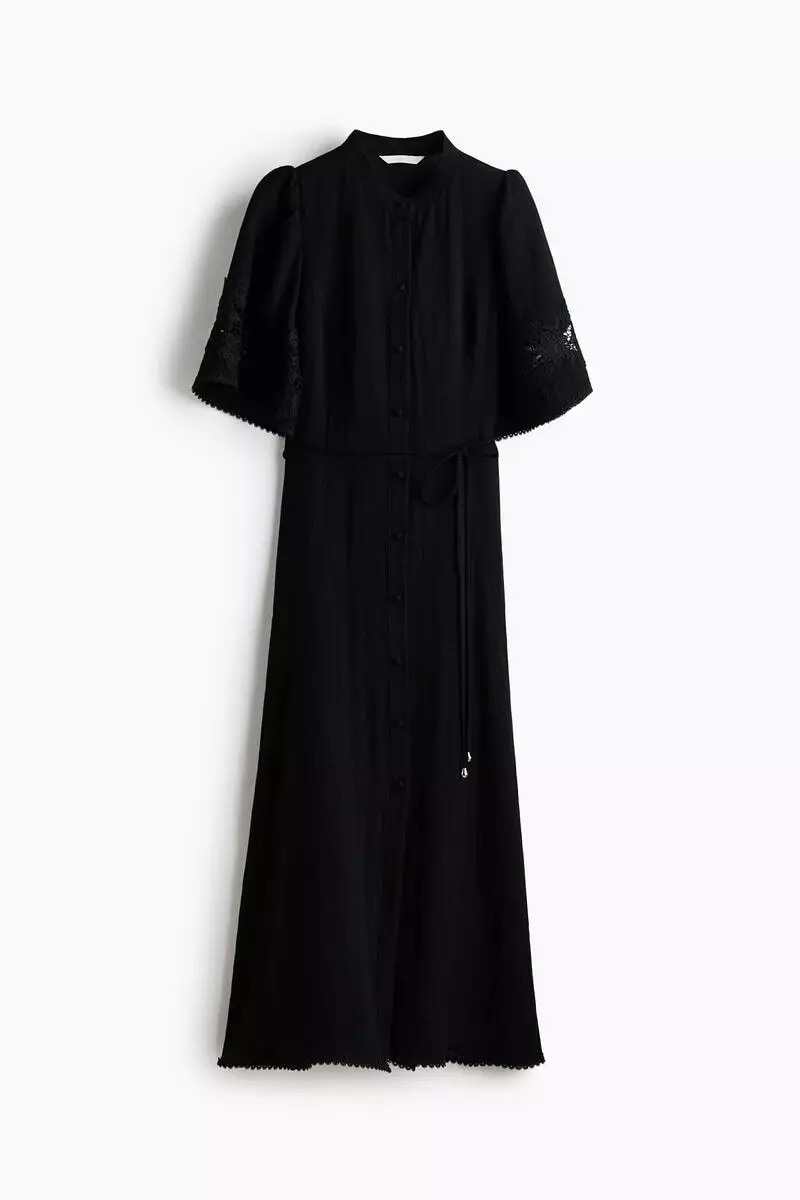 Crinkled broderie anglaise dress