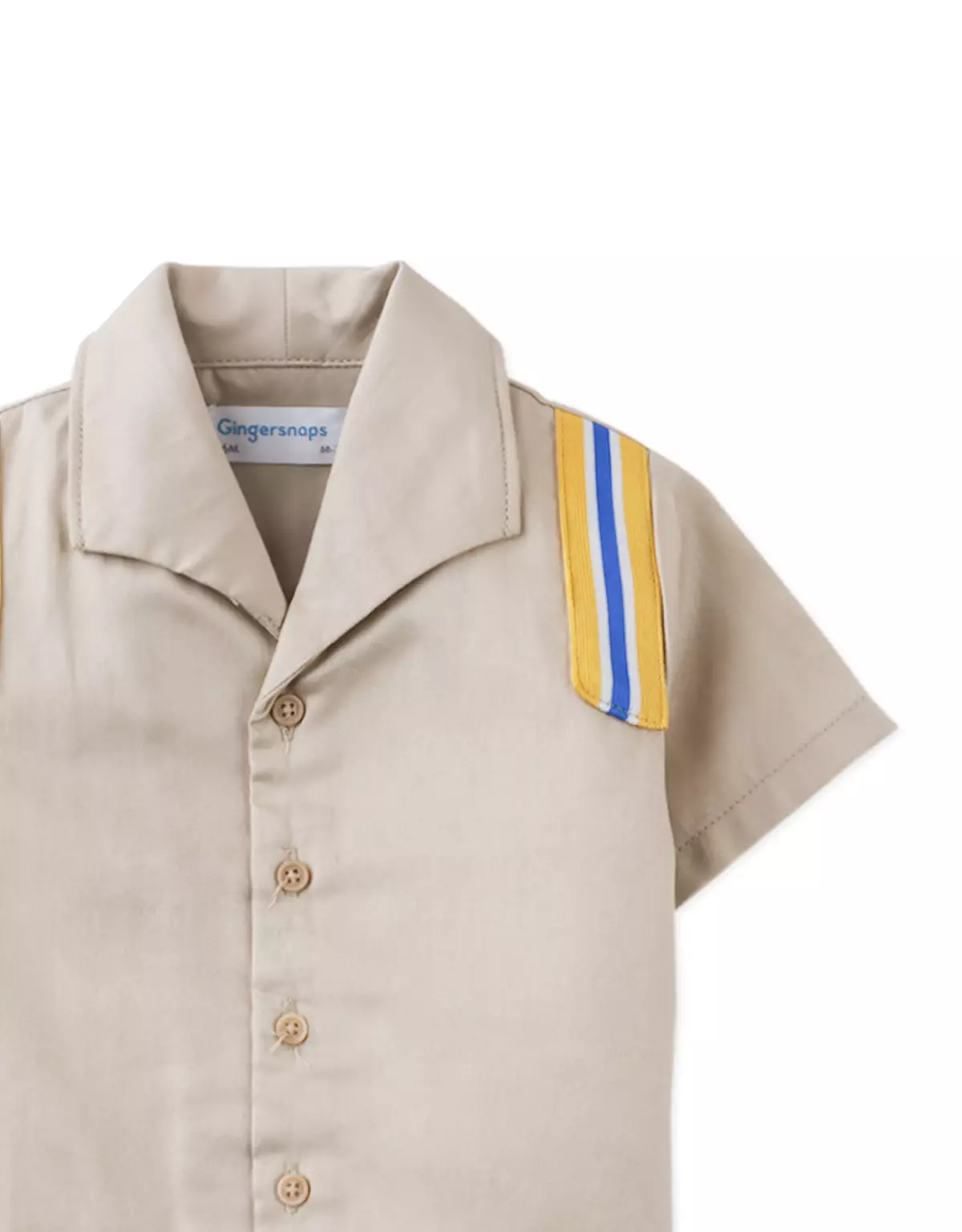 Gingersnaps Baby Urban Maverick Woven Btndown Beige - Kemeja Bayi Laki-laki (Krem)