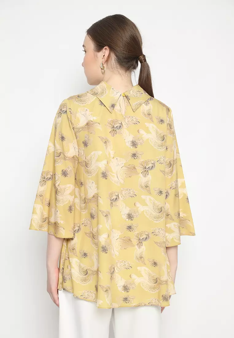 Blouse Draffery Paisley Motif Soft Yellow By Brilliant Girl Warna KUNING