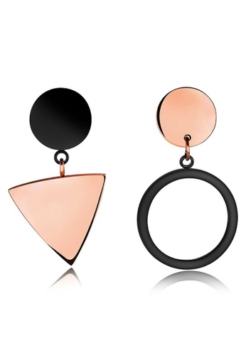 Bullion Gold BULLION GOLD Modern Geometric Style Drop Earrings Triangle & Circle F086BAC9ACF0AEGS_1