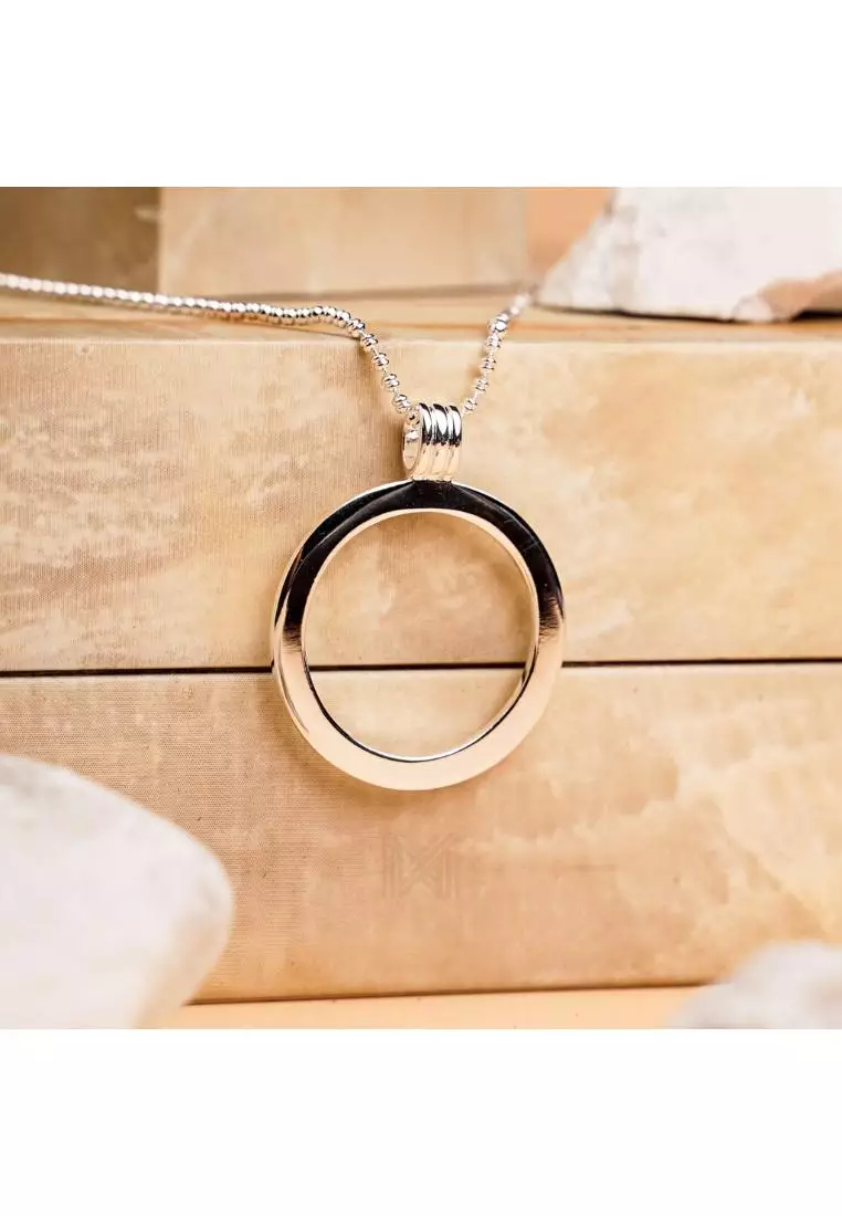 Minimal Classic Loop Silver Pendant with 925 Sterling Silver