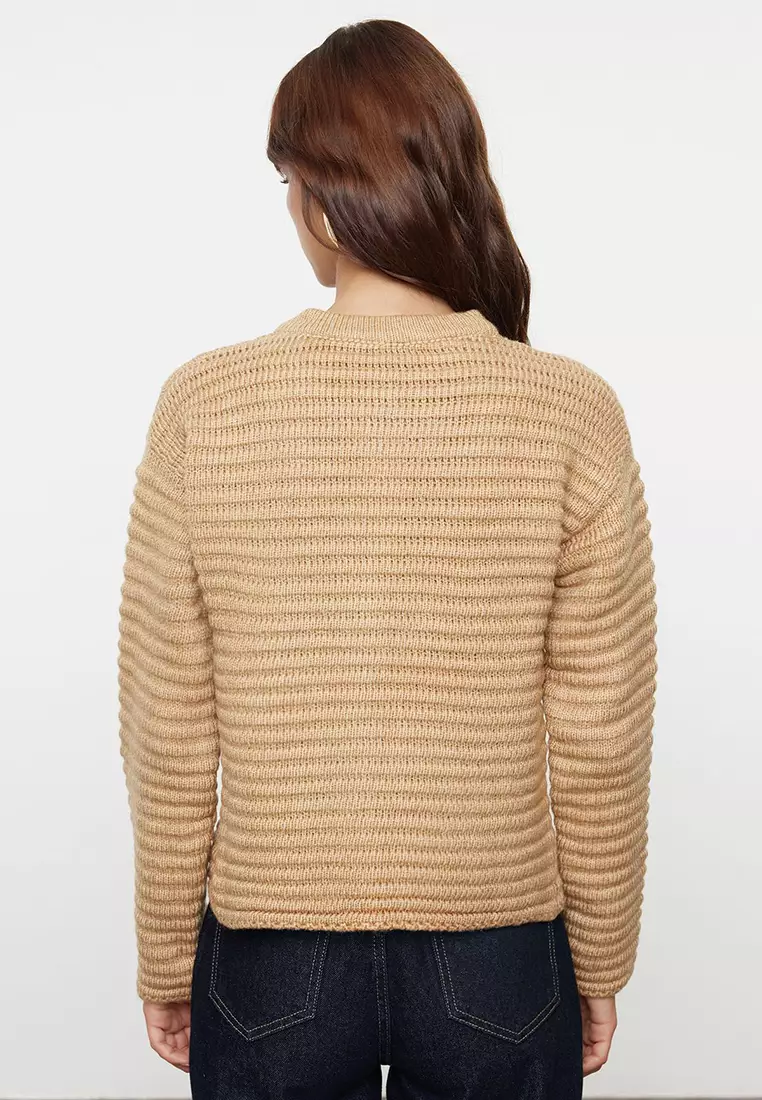 Knitwear Cardigan with Jeweled Button