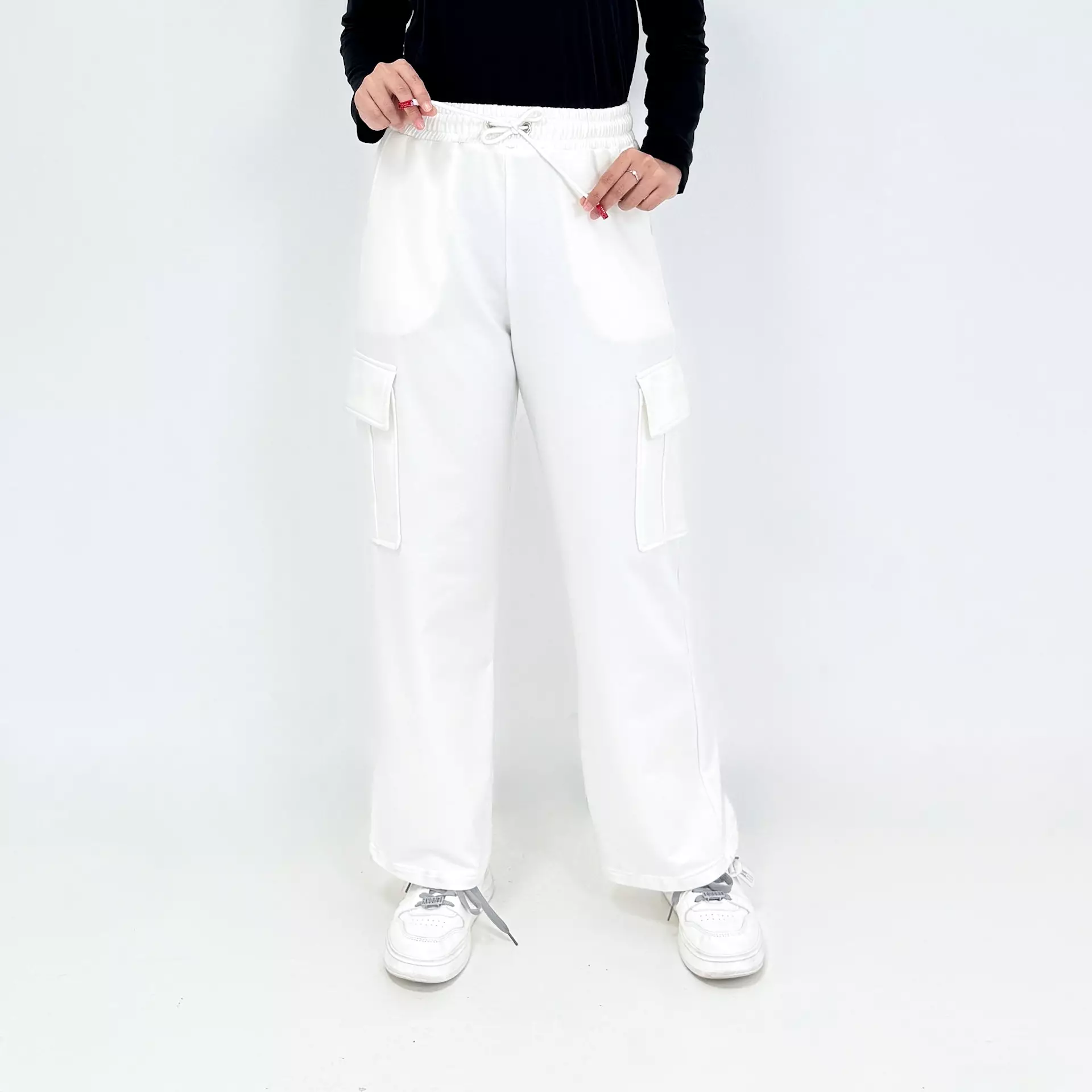 Celana Cargo Babyterry Rileks PUTIH Bawahan Wanita Size M-XXL