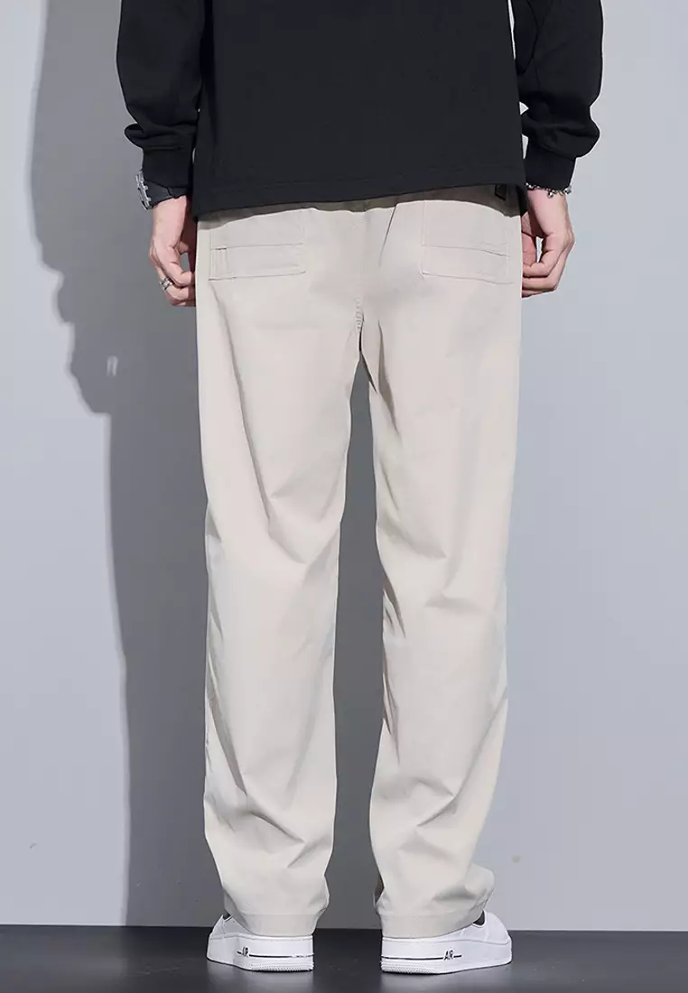 抽繩休閒寬腿長褲