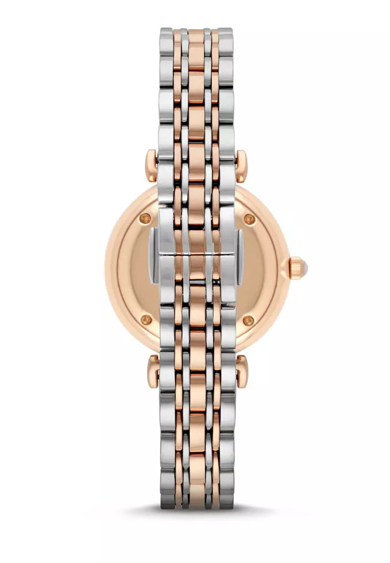 Emporio armani slim ladies silver & on sale rose gold watch ar1926