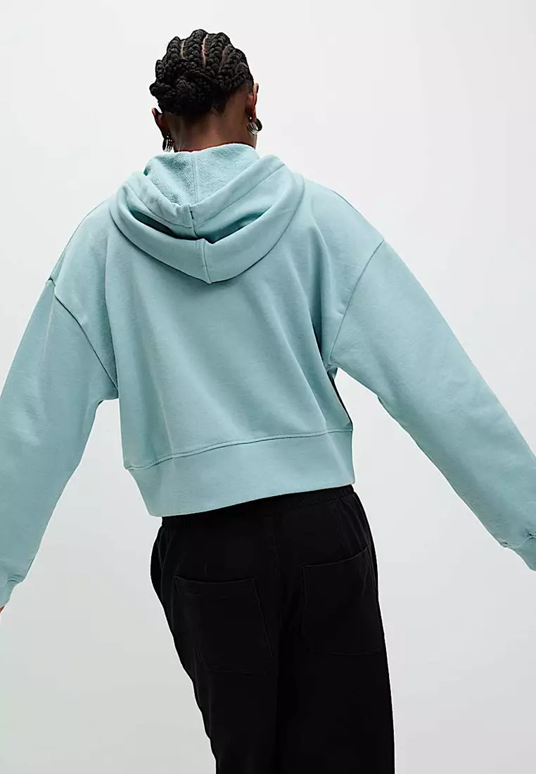 Pure Cotton Cropped Zip Through Hoodie
