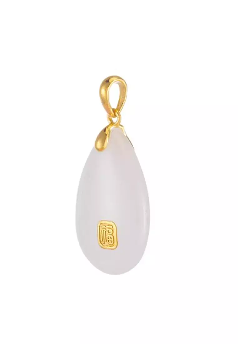 LITZ 999 (24K) Gold and Jade Pendant P182