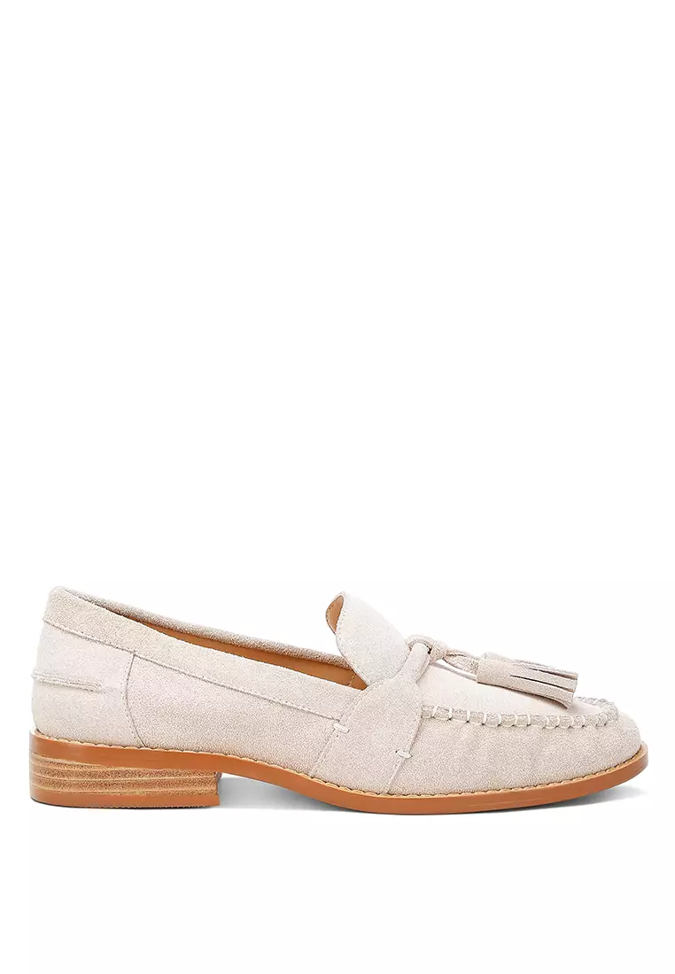 Discount on Rag & Co.  shoes - SKU: Beige Tassels Detail Suede Loafers