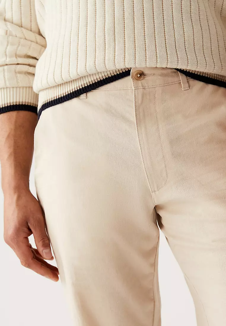 Linen Blend 3/4 Leg Shorts