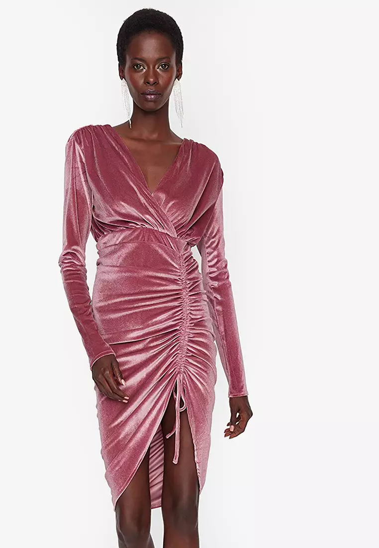 Buy Trendyol Velour Ruched Dress 2024 Online