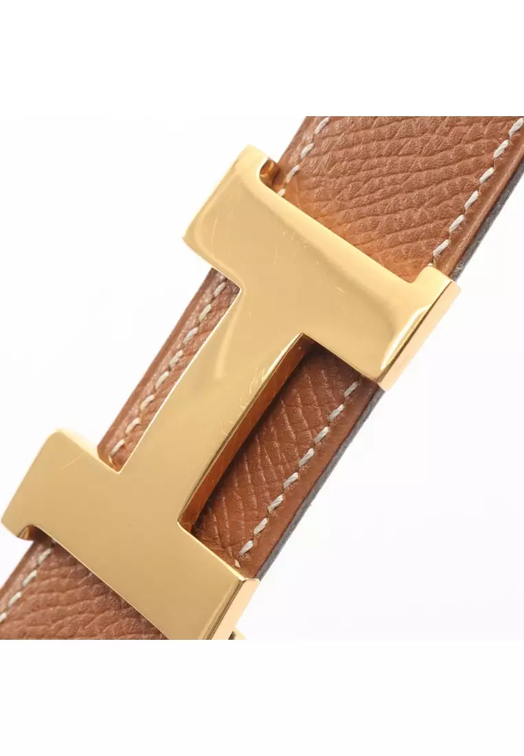 Pre-Loved Hermès Constance H-belt reversible belt leather black gold hardware □ A stamp