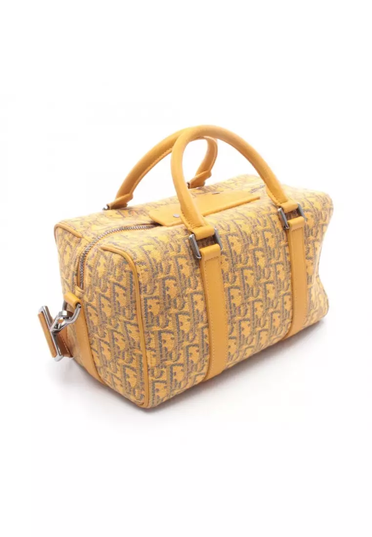 Pre-Loved Christian Dior Rango 26 Handbag canvas leather yellow Navy