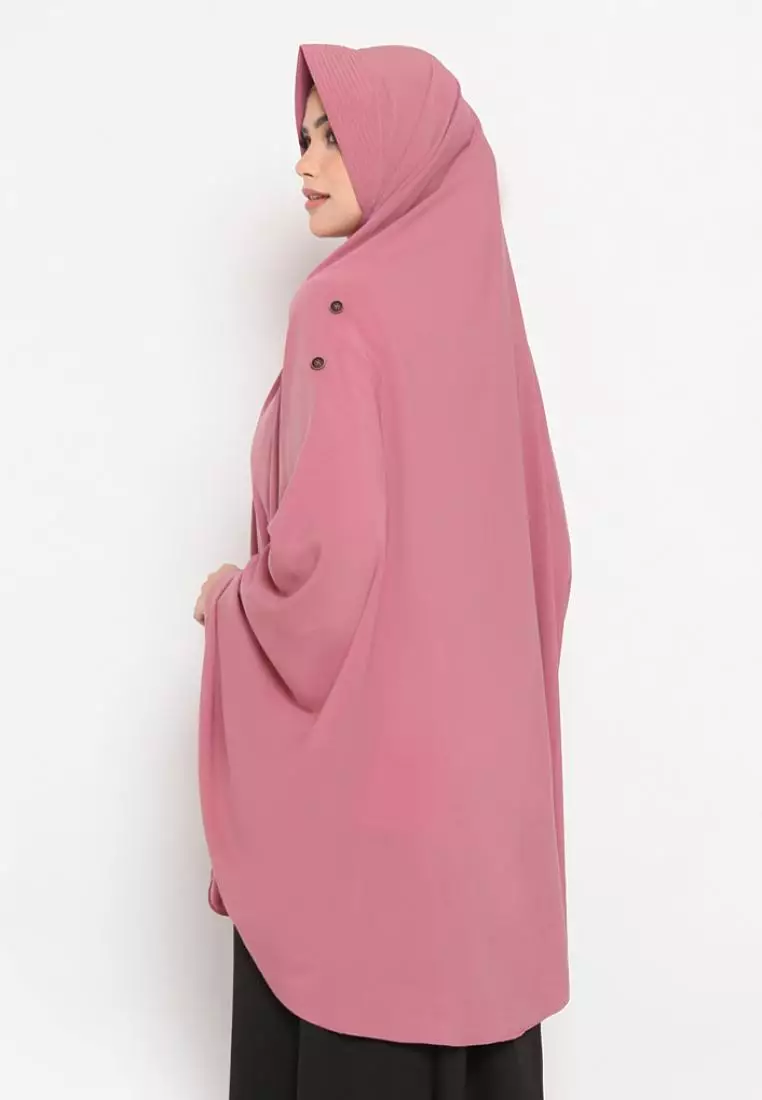 Queenza Zayidan French Khimar Hijab Jahida Button - Pink