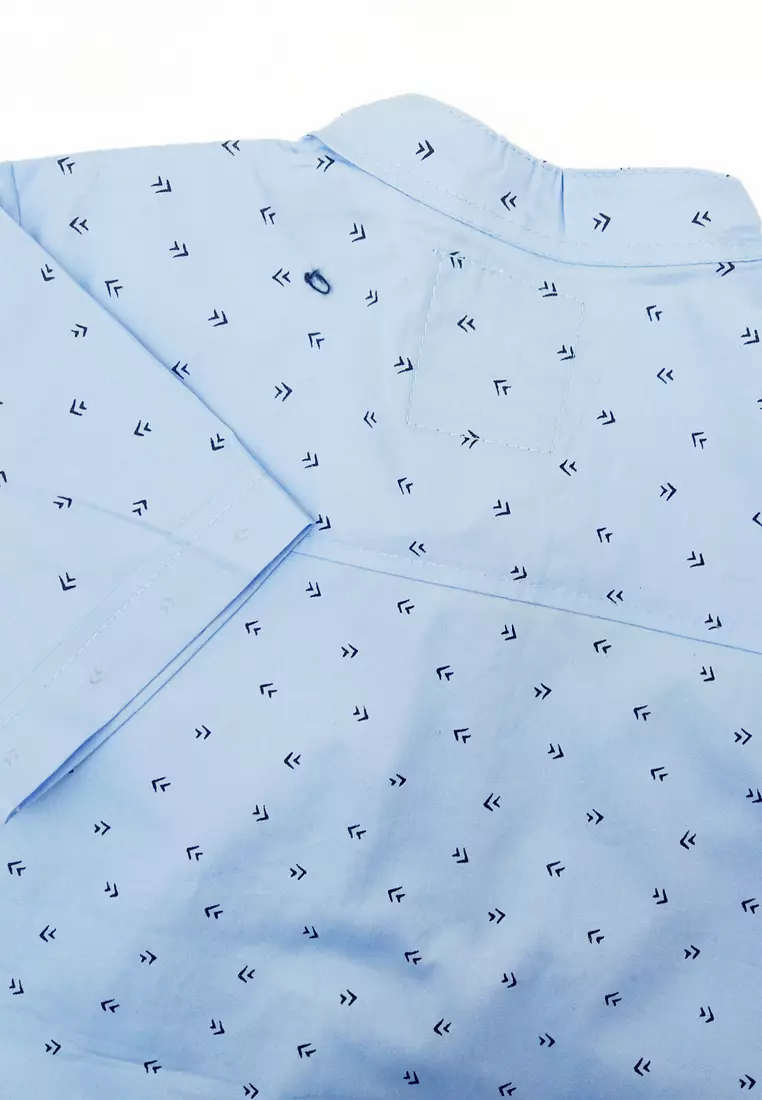 Wakakids Kemeja Anak Laki Laki Usia 1 Tahun Hingga 8 Tahun Atasan Baju Kerah Shanghai Mandarin Collar Shirt Geometric Pattern 4298 Vensk