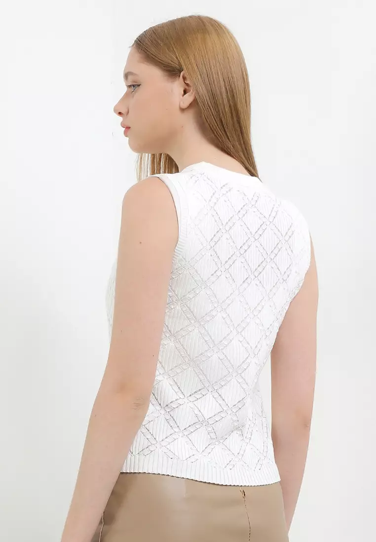 Sleeveless High Neck Knit Top