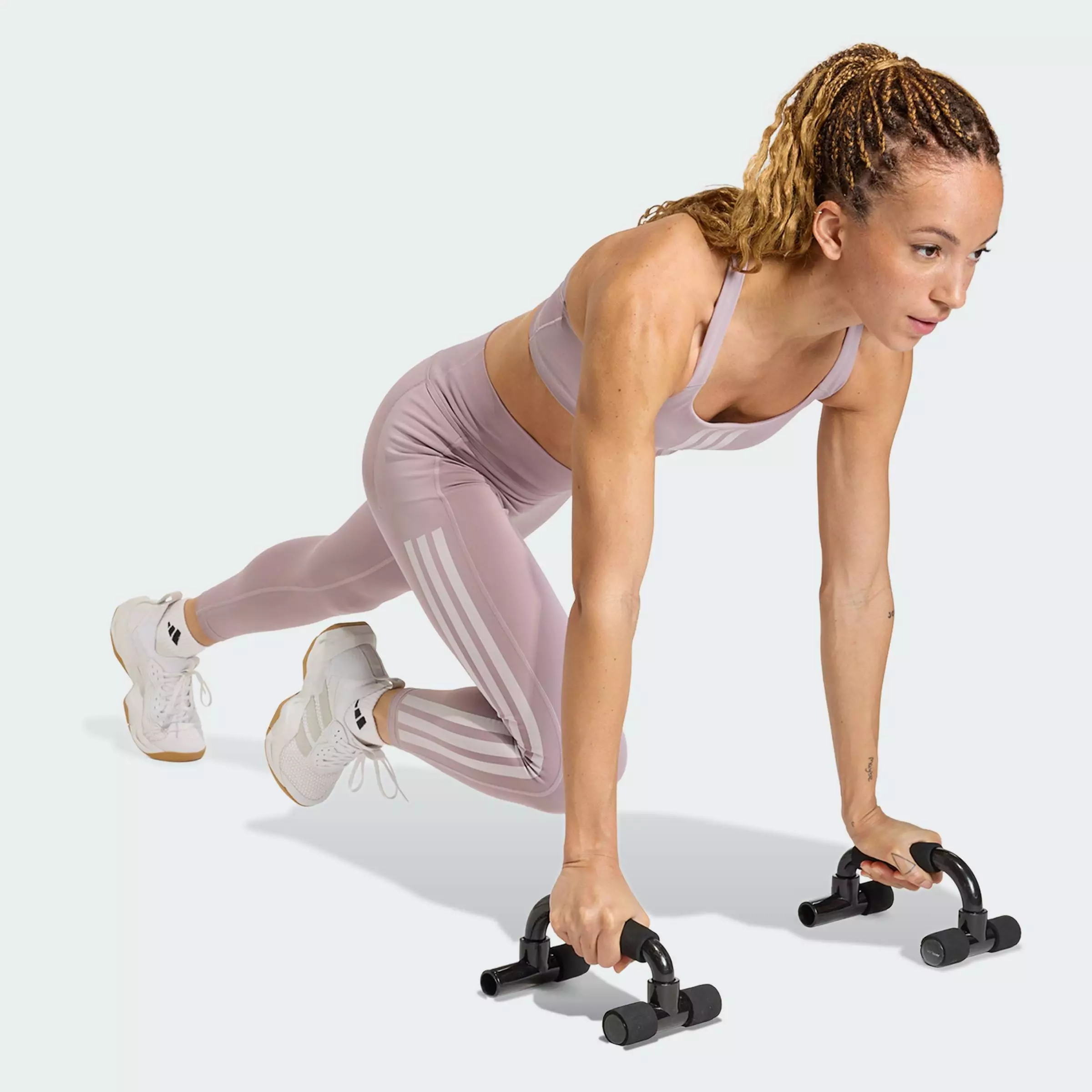 Gym & Training Optime Workout 3-Stripes 7/8 Leggings Women Purple JZ1059